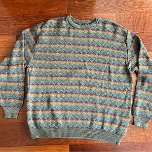 Vtg 90s TSR Sweater Mens XL Multicolor Chevron Pattern Rainbow Crewneck Grandpa